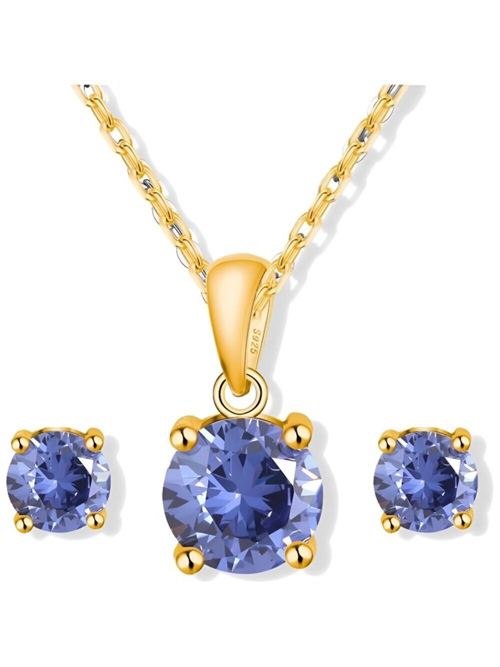 Birthstone Necklaces and Earrings Set for Women and Bridesmaid, Gold